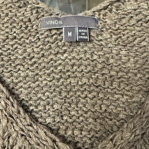 Vince Oversized V-Neck Sweater Women’s Medium Knit Gray Wool Linen Alpaca Blend - Picture 5 of 6